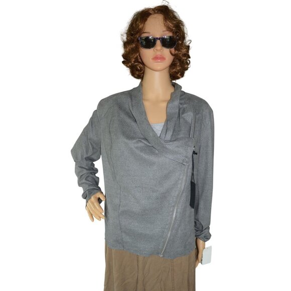 NWT Blank NYC Heathered Gray Waterfall Zip Up Jacket Cowl Neck Women's Size XL - Picture 2 of 12